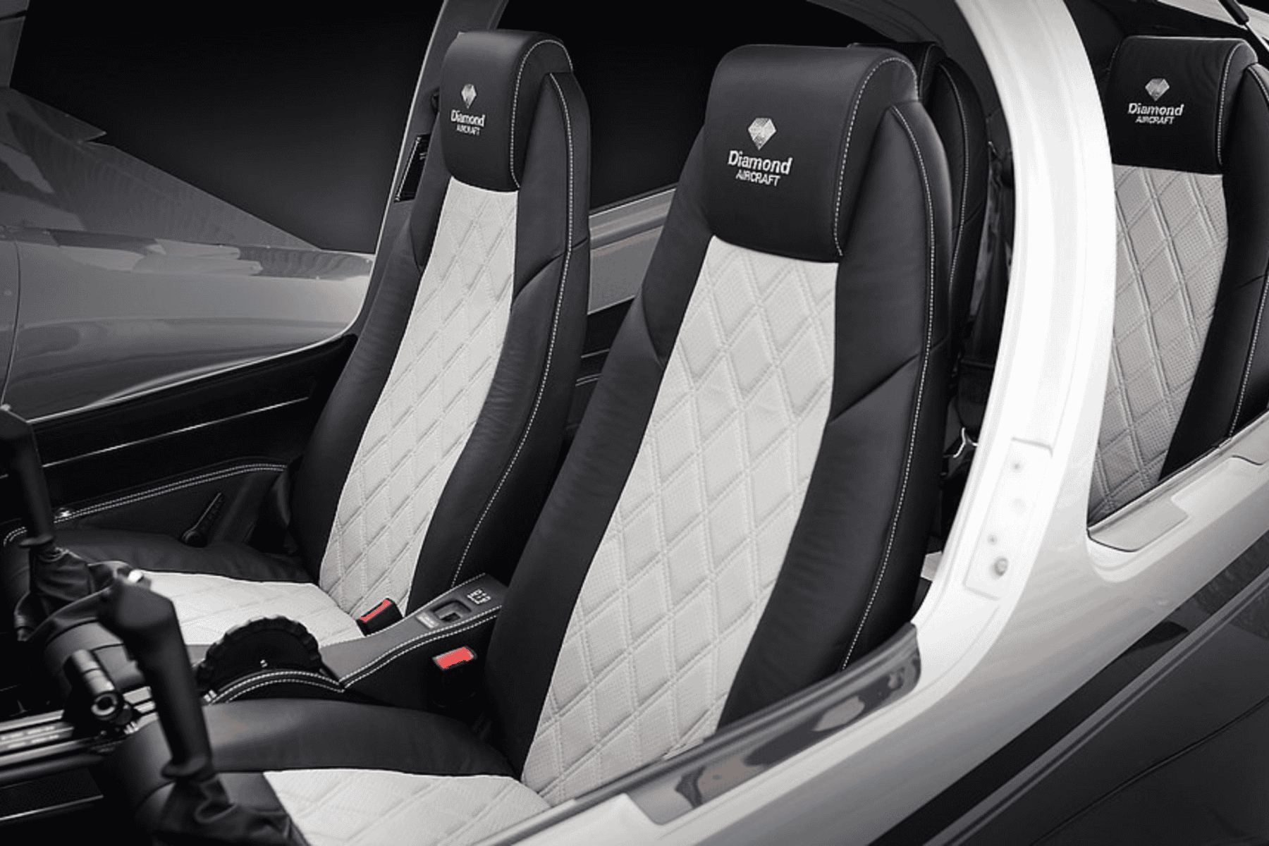 Diamond Aircraft cockpit seats with quilted design